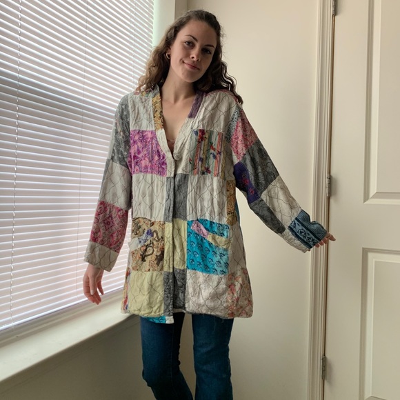 Vintage Jackets & Blazers - Vintage Patchwork Quilted Cape Jacket